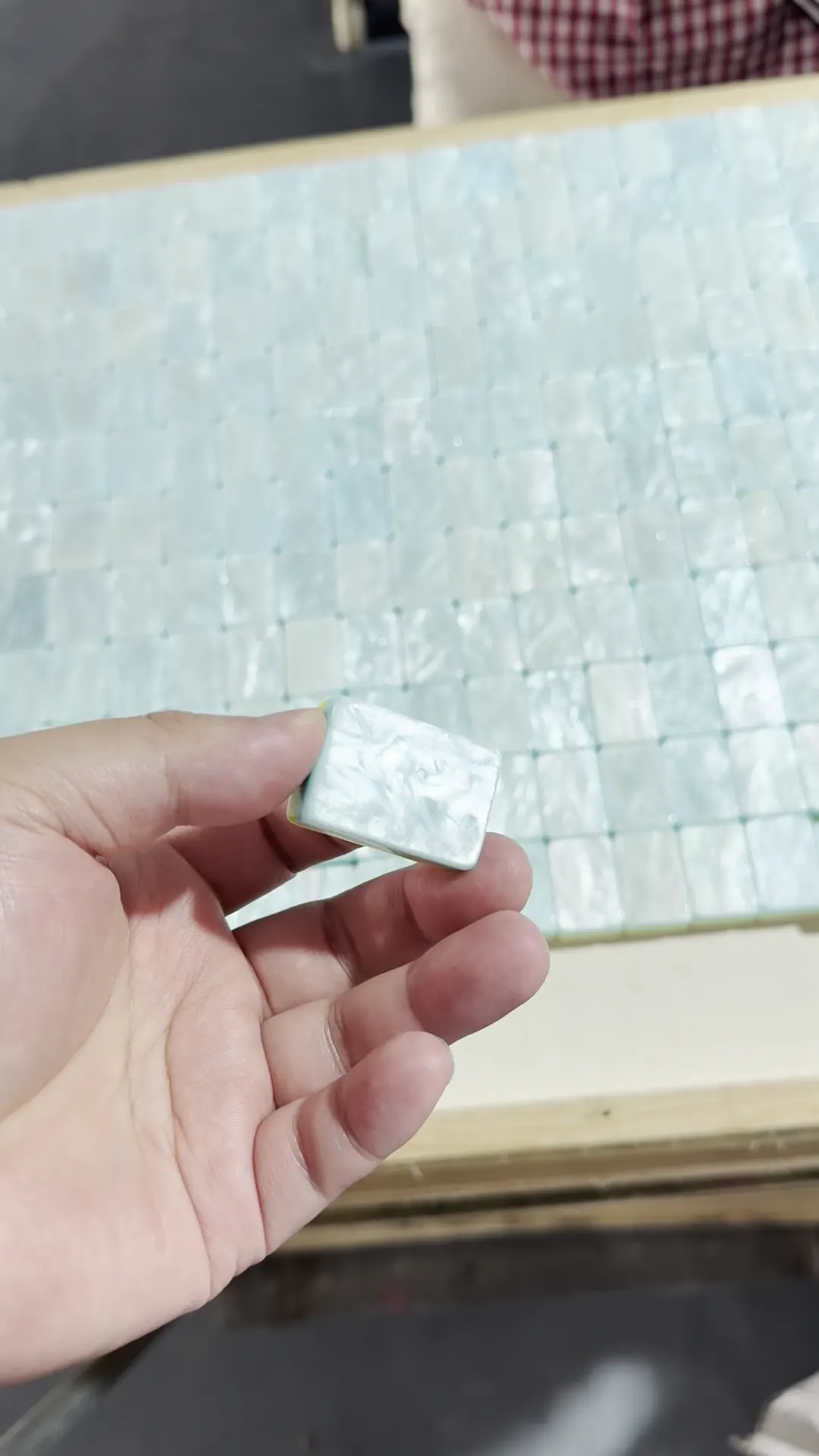Blue 4-Layer Mica-Effect Mahjong Tile Blanks — Reference 2 material reference