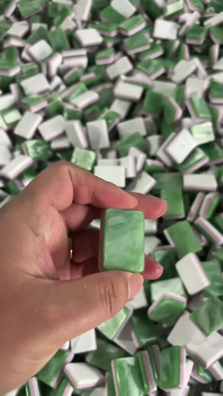 Green 3-Layer Mica-Effect Mahjong Tile Blanks material reference