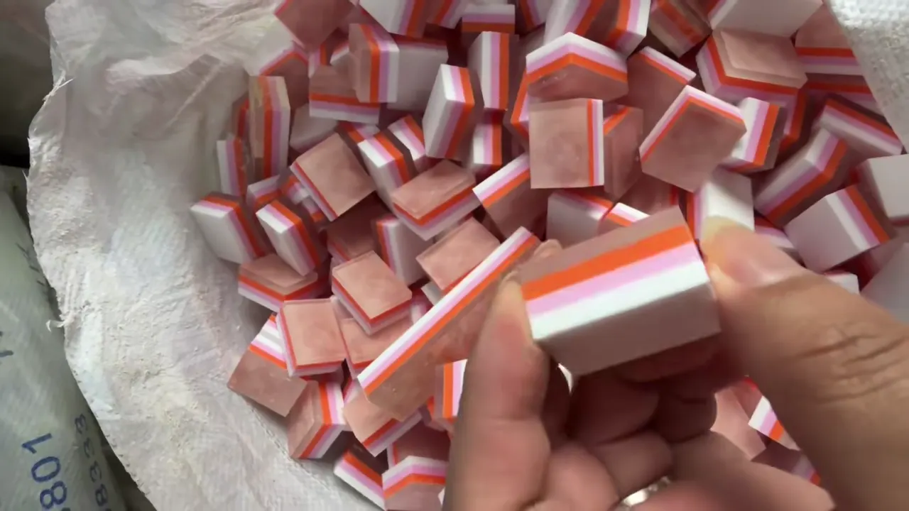 Pink 4-Layer Mica-Effect Mahjong Tile Blanks material reference